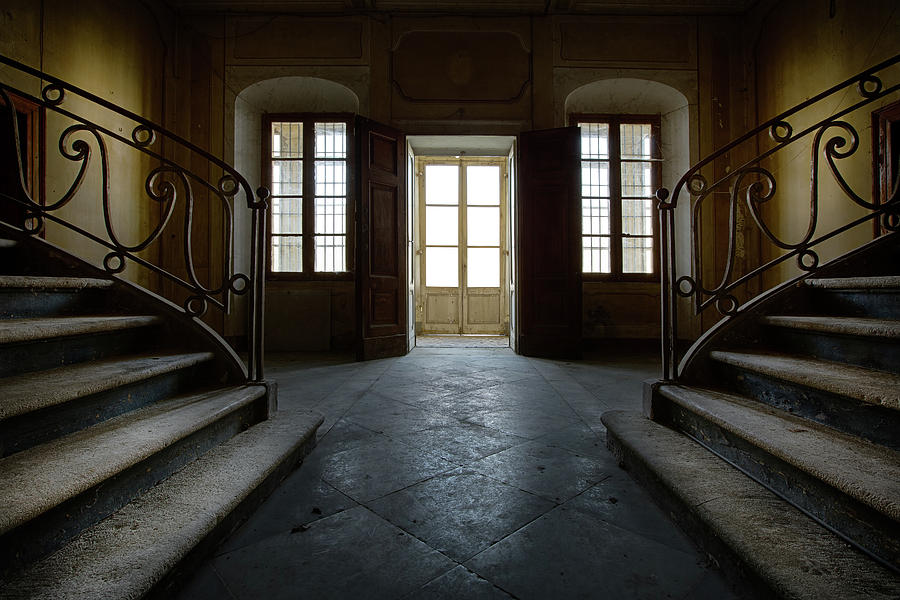 Castle Photograph - Window light on dark stairs by Dirk Ercken