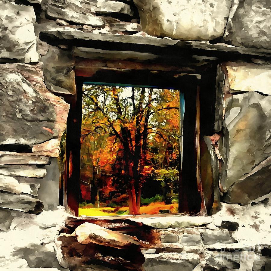 Window of Hope - Stone wall Window View Photograph by Janine Riley