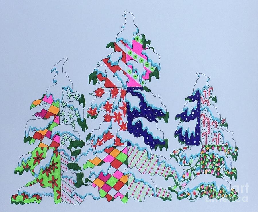 Winter Drawing - Window Pane Trees by Darrin Pruitt