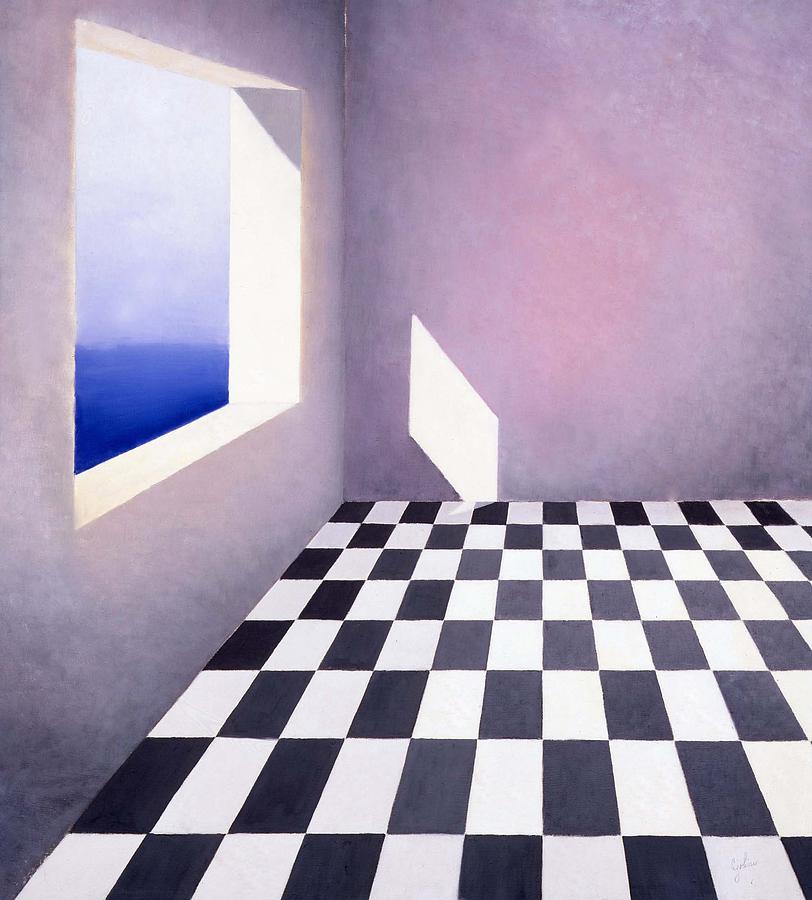 Geometric Pattern Painting - Window Reflection by Gloria Cigolini-DePietro