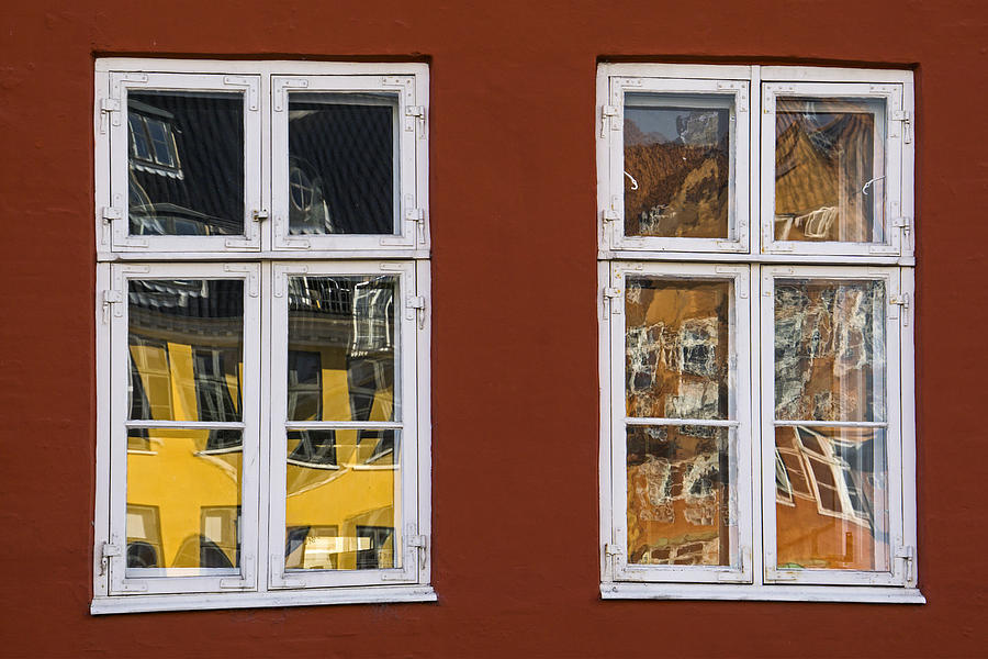 Architecture Photograph - Window reflections by Inge Riis McDonald