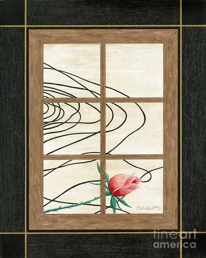 Window Rose Painting by Herb Strobino