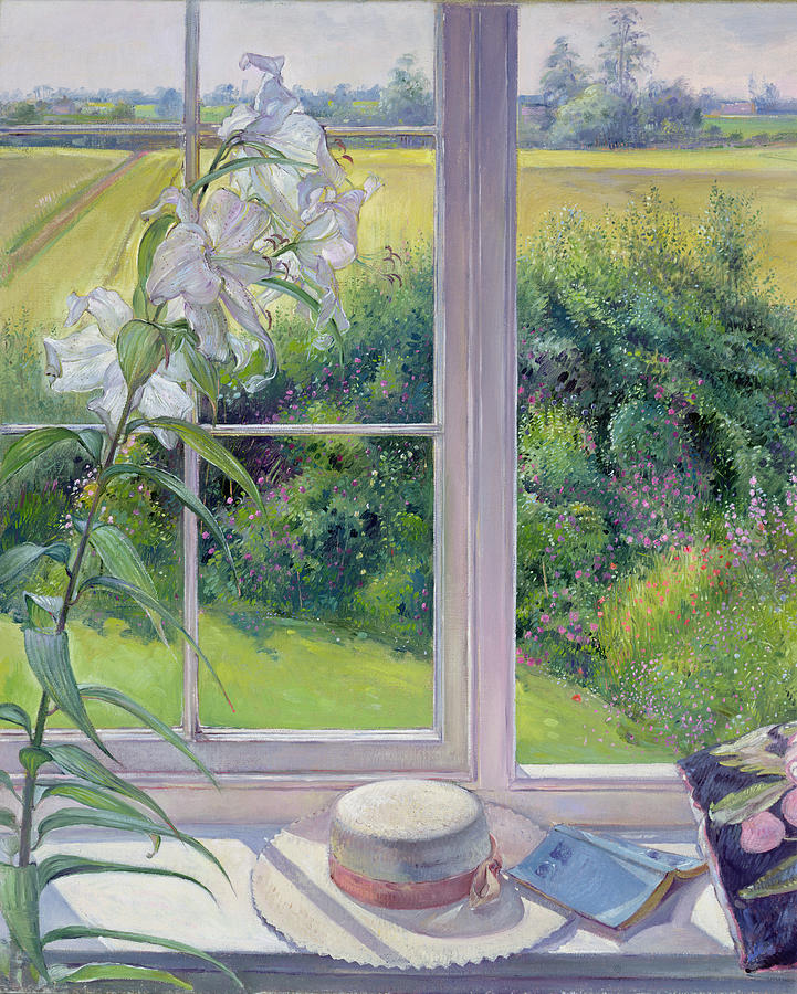 Lily Painting - Window Seat and Lily by Timothy Easton