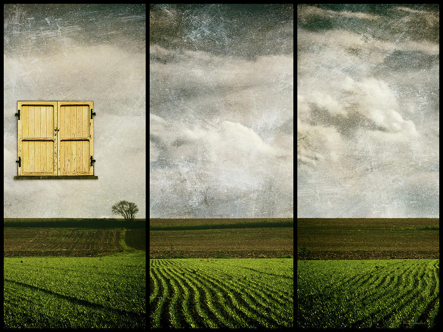 Window to Farmland Triptych Digital Art by Wim Lanclus