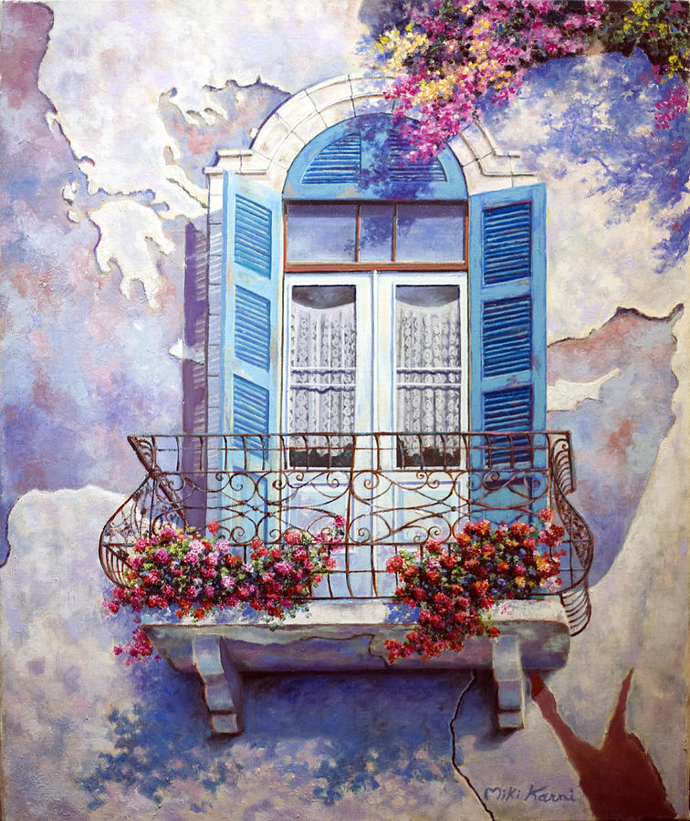 Mediterranean Decor Painting - Window to the Mediterrane.an implied map of the Middle East by Miki Karni