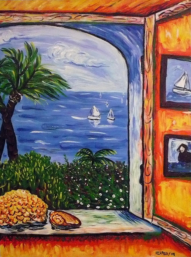 Window With Coral Painting by Ericka Herazo