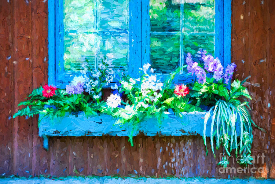 Flower Photograph - Window With Flowerbox by Les Palenik