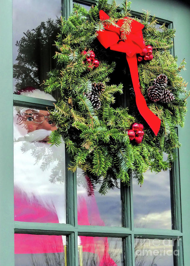 Windowpane Santa  Photograph by Janice Drew