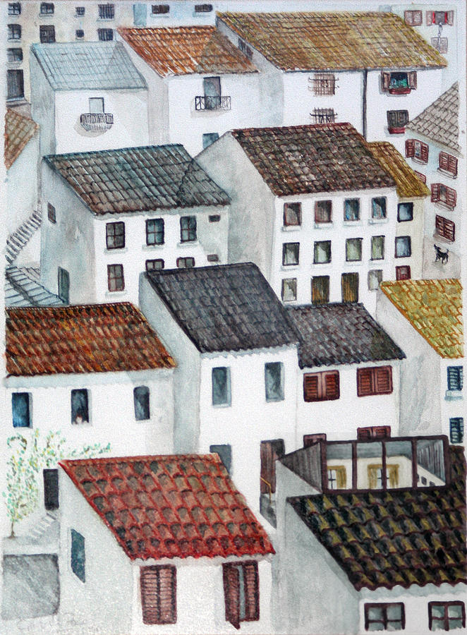 Watercolour Painting - Windows by Gaile Griffin Peers