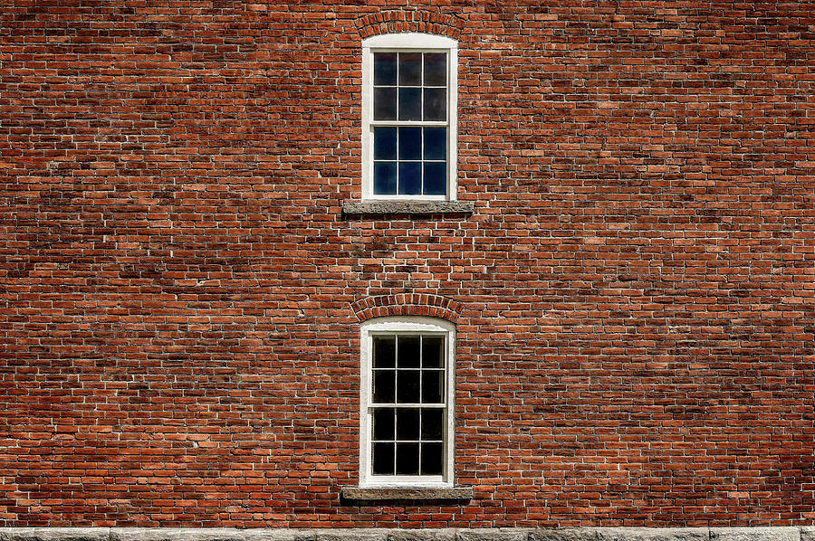 Windows In Brick  -  1878brickbarnwallwithwindows184669 Photograph by Frank J Benz