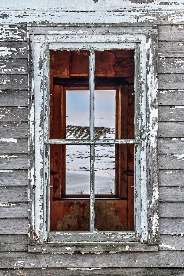 Windows Into the Past - Lake Ibsen ND abandoned one room schoolhouse near Brinsmade ND Photograph by Peter Herman