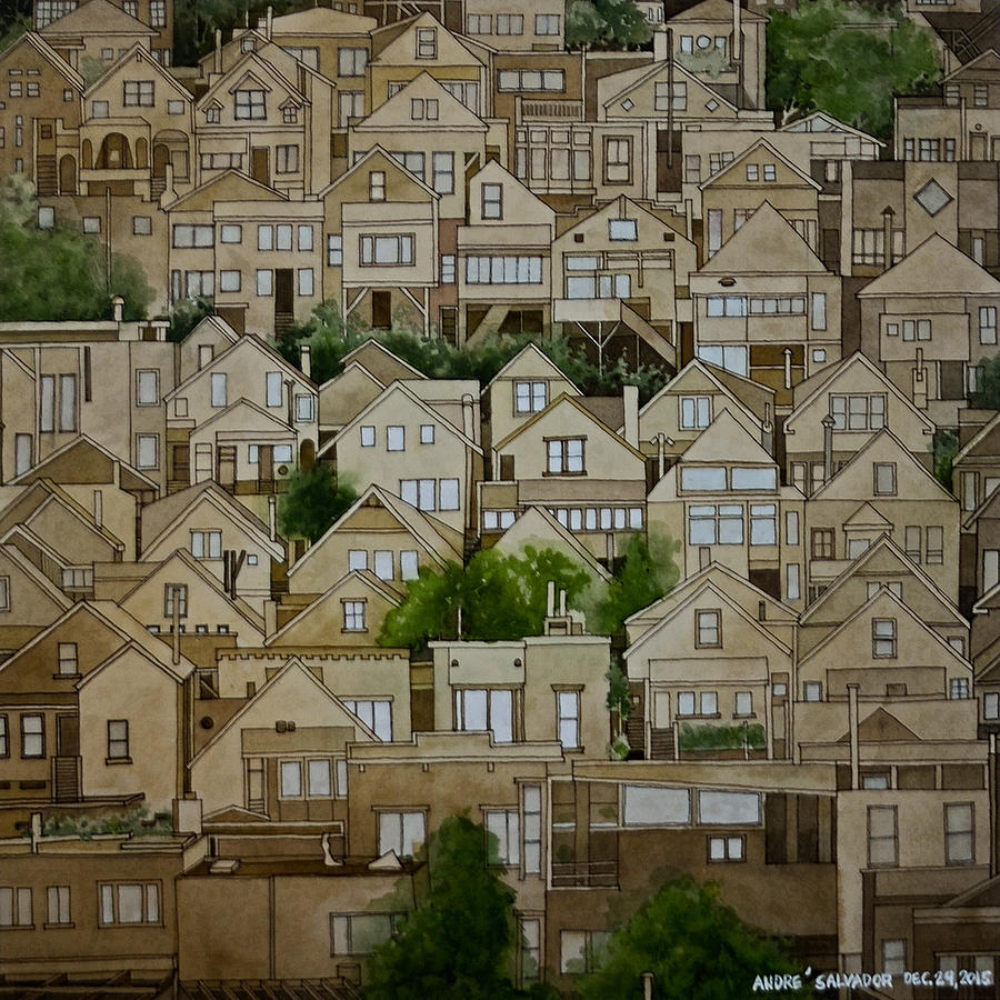 Tree Painting - Windows of Bernal Heights by Andre Salvador