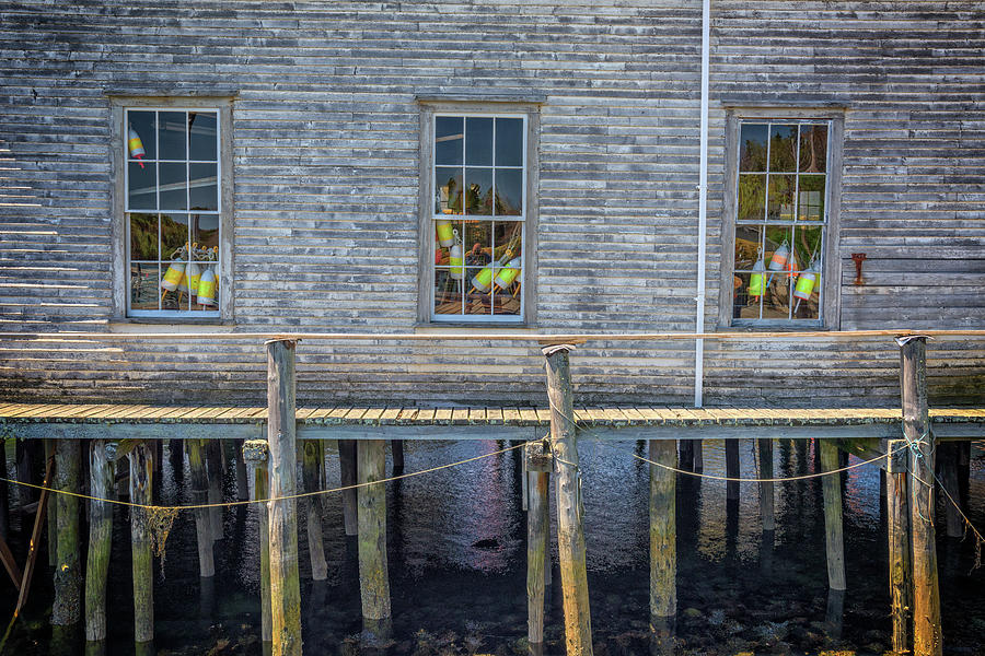 Pier Photograph - Windows of the Lobstermens Shop by Rick Berk