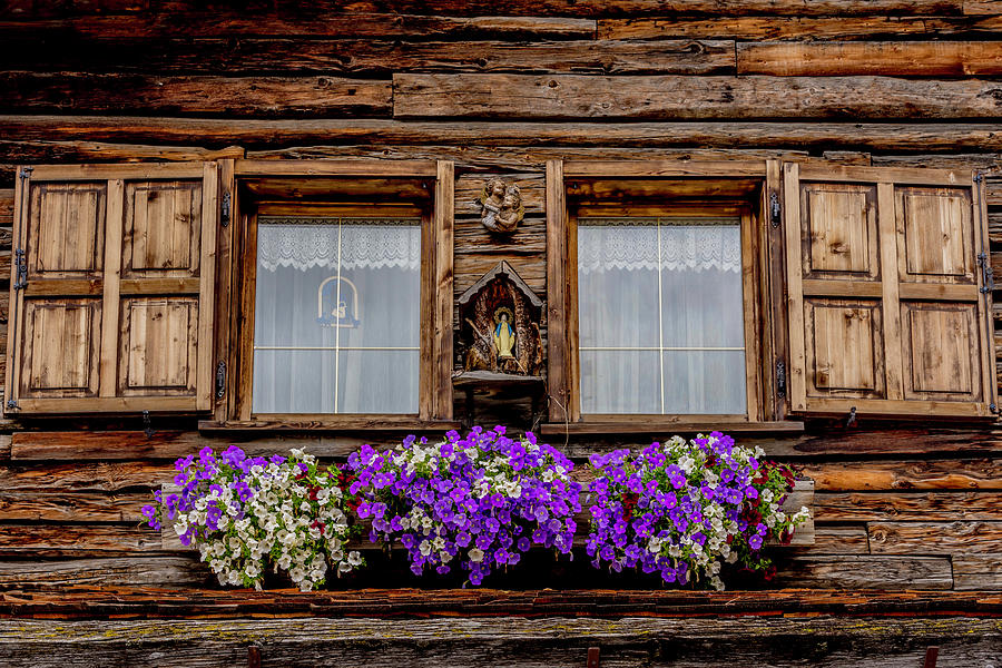 Windows with flowers Photograph by Wolfgang Stocker