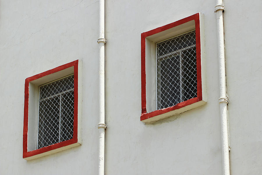 Windows with Red Border Photograph by Prakash Ghai