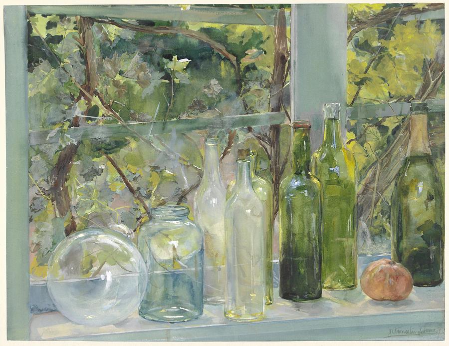 Windowsill with Bottles, a Glass Globe and an Apple, Menso Kamerlingh Onnes, c. 1892 Painting by Celestial Images