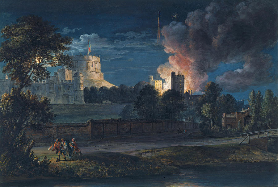 Paul Sandby Painting - Windsor Castle from Datchet Lane on a rejoicing night 1768 by Paul Sandby
