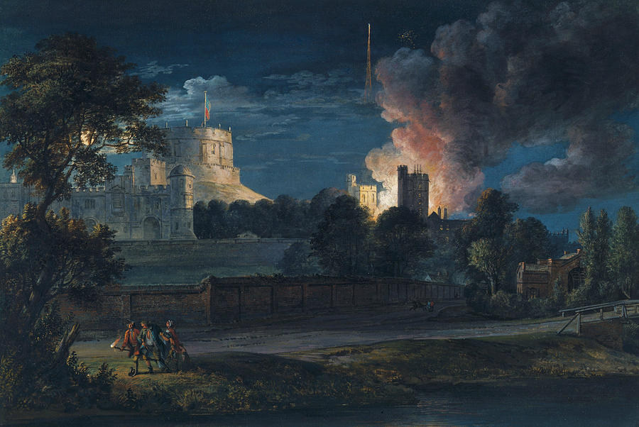 Paul Sandby Painting - Windsor Castle from Datchet Lane on a Rejoicing Night by Paul Sandby