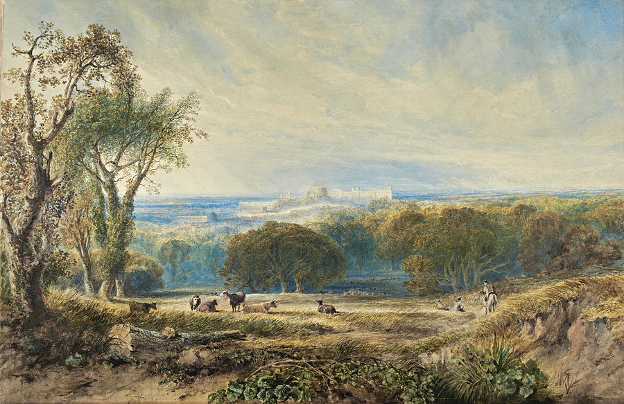 Windsor Castle from the Park Drawing by Anthony Vandyke Copley Fielding