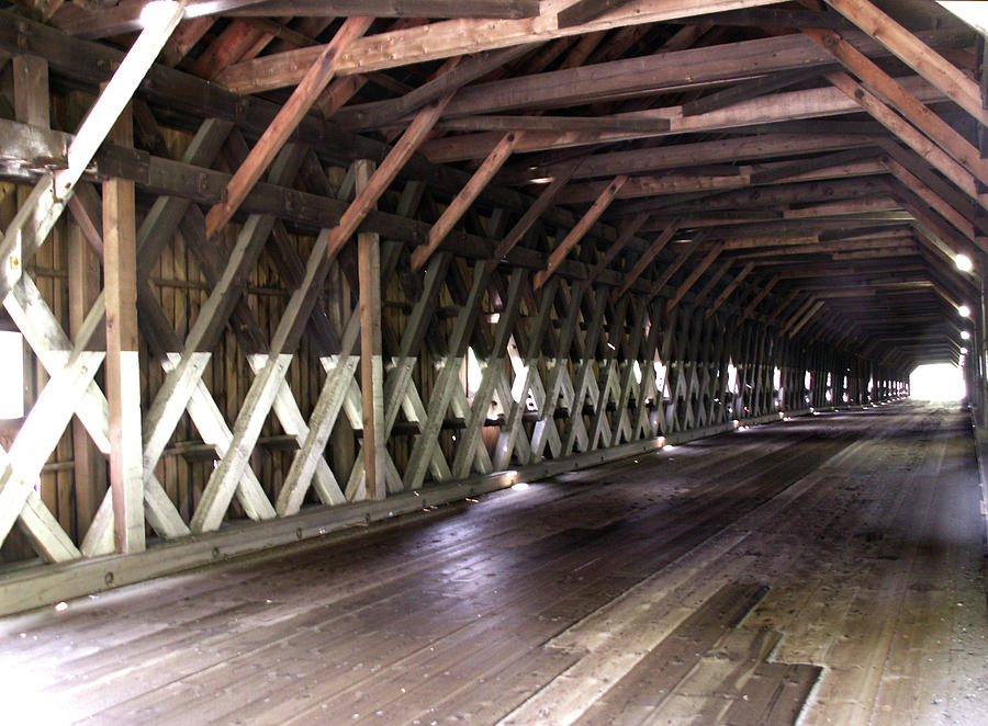 Windsor Cornish Covered Bridge Interior Photograph by Nancy Griswold