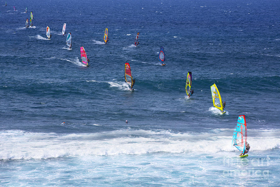 Wind Surfing Photograph - Windsurfing in Maui Hawaii by Diane Diederich