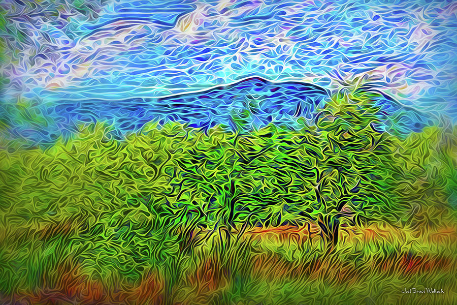 Windswept Mountain Trees Digital Art by Joel Bruce Wallach