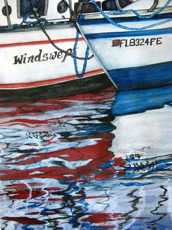 Boat Painting - Windswept Reflections SOLD by Lil Taylor