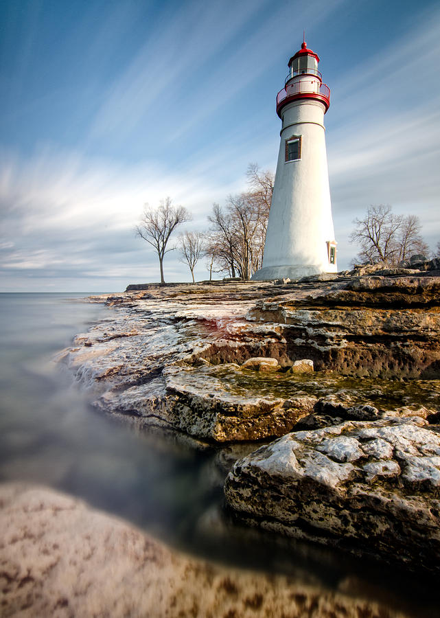Windy Afternoon at Marblehead Lighthouse Photograph by Matt Hammerstein