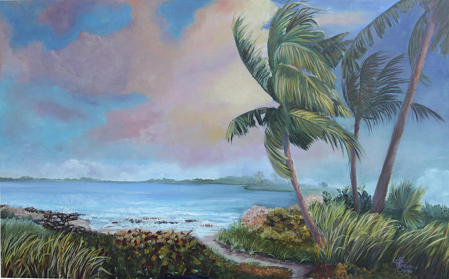 Windy Beach Painting by Sue Appleton Dayton