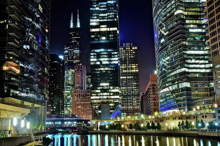 Windy City Bright Lights at Night Photograph by Frozen in Time Fine Art Photography