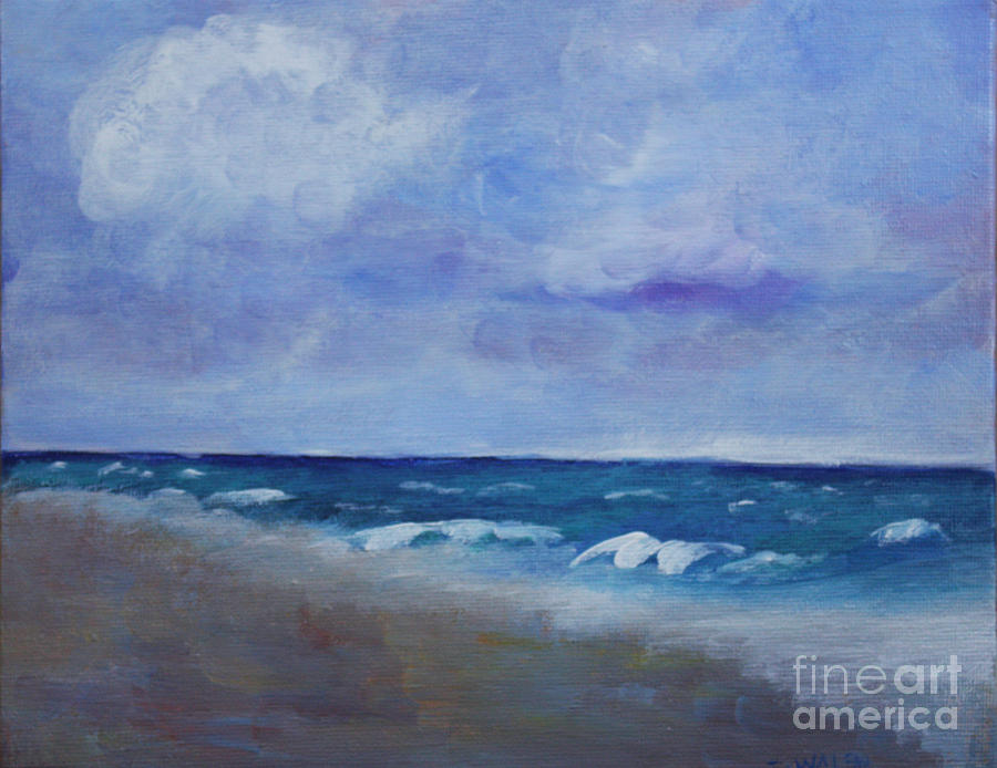 Windy Day at Atlantic Dunes Beach Painting by Donna Walsh