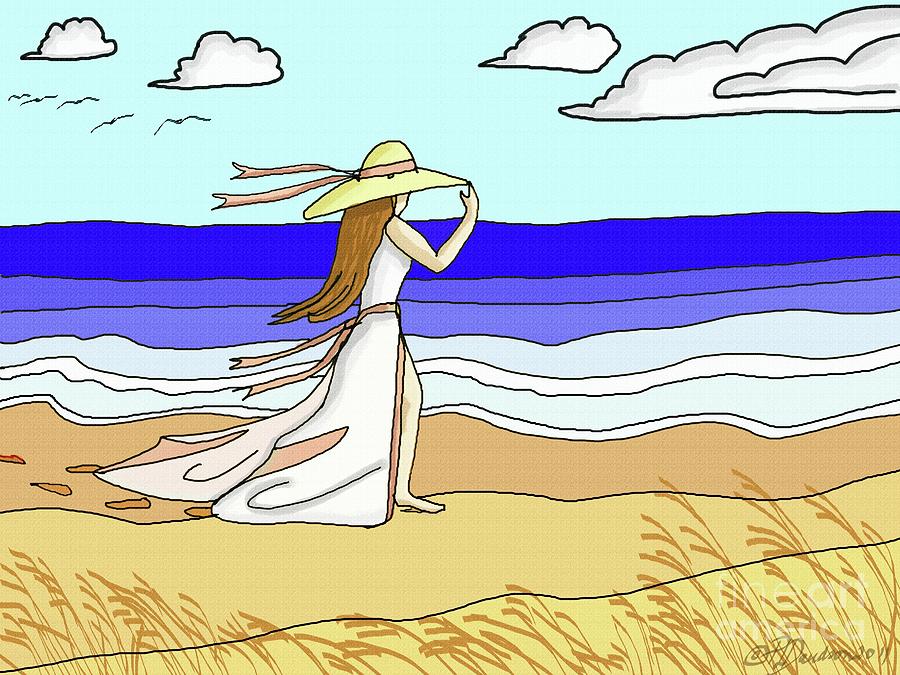 Windy Day At The Beach Digital Art by Pat Davidson