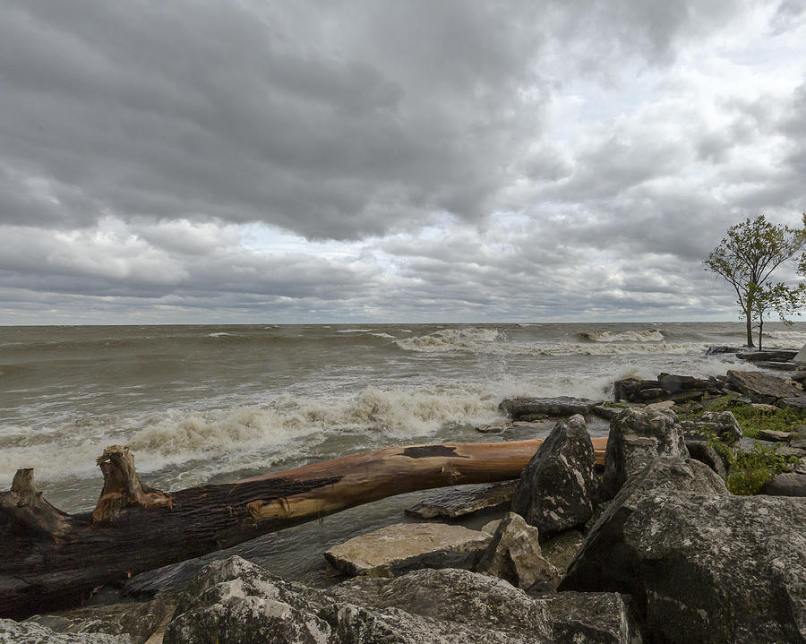 Windy day on Lake Erie Photograph by Jack R Perry