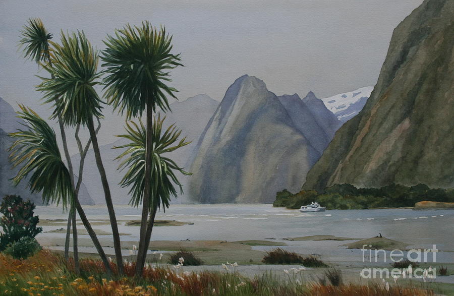 Windy Evening Milford Sound Painting by Jan Lawnikanis