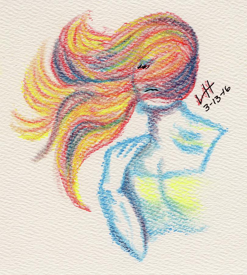  Windy  Hair  Woman 1 Drawing  by LuAnne Heitzenrater