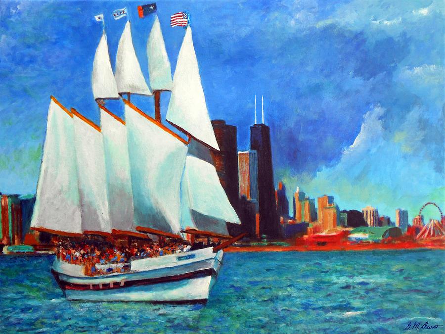 Lake Michigan Painting - Windy In Chicago by Michael Durst