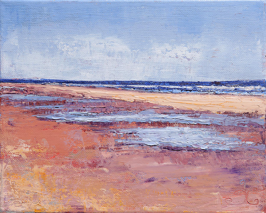 Windy October Beach Painting by Trina Teele