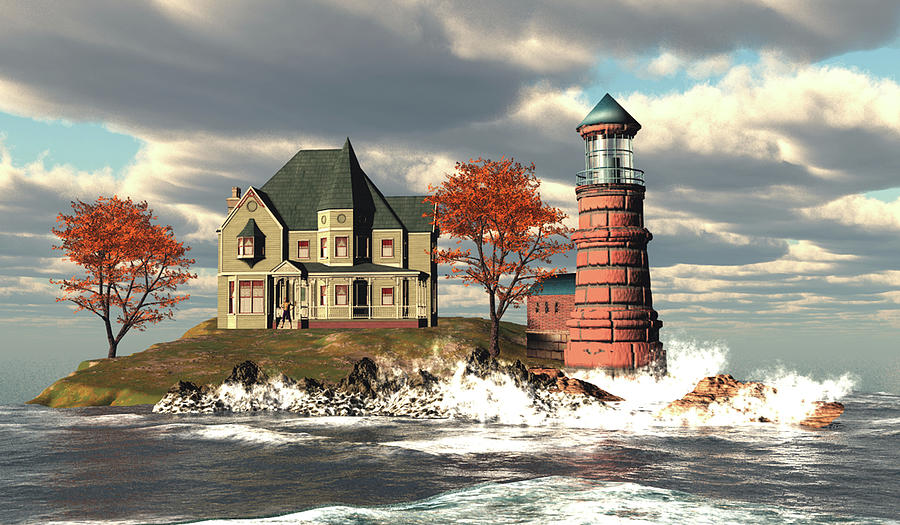 Windy Point Lighthouse Digital Art by John Junek