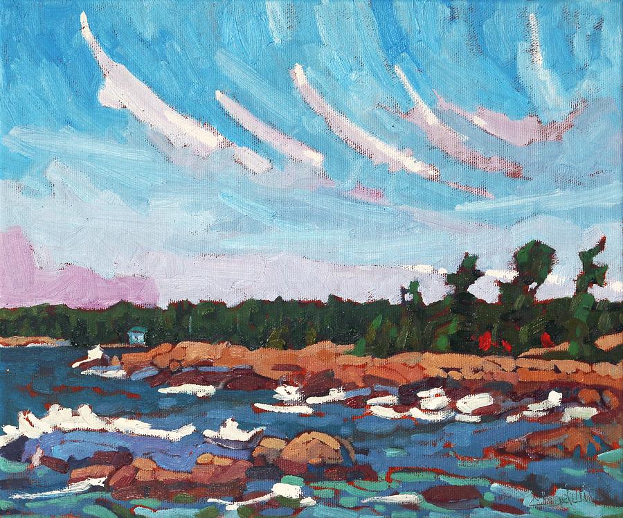 Windy Red Rock Bay Morning Painting by Phil Chadwick