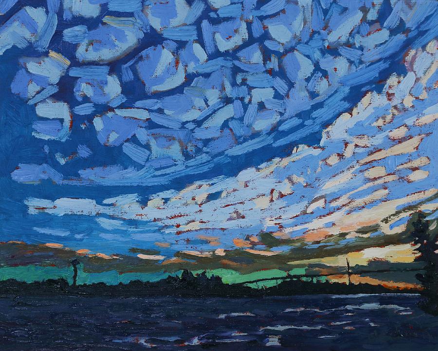 Windy River Sunset Painting by Phil Chadwick