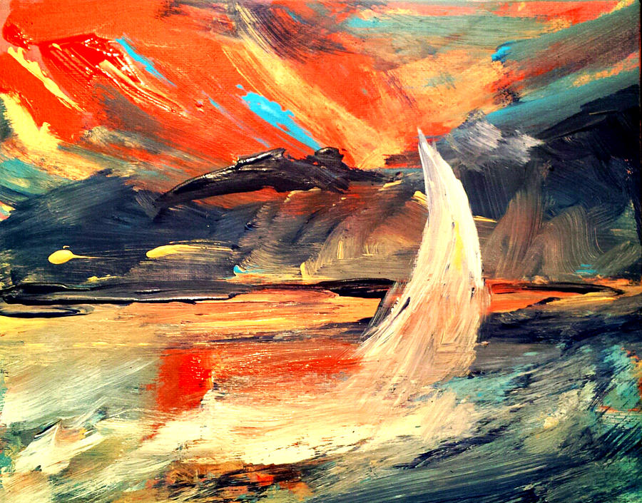 Landscape Painting - Windy Sail by Nikki Dalton