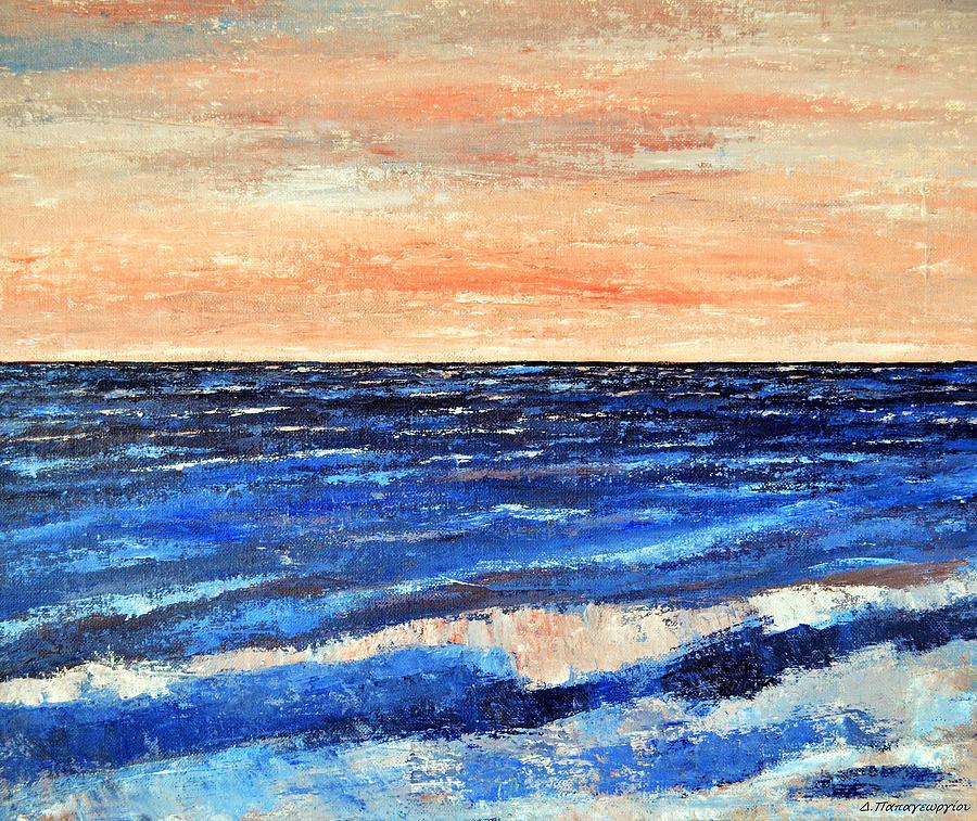 Nature Painting - Windy Sunset Coast by Dimitra Papageorgiou