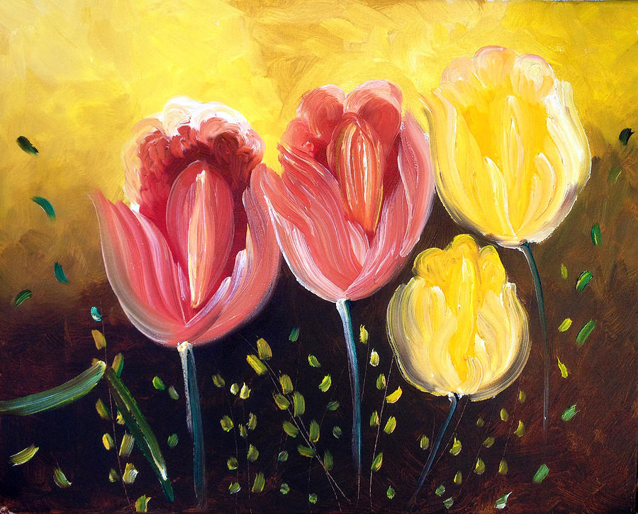 Impressionism Painting - Windy Tullips by Patricia Lazaro