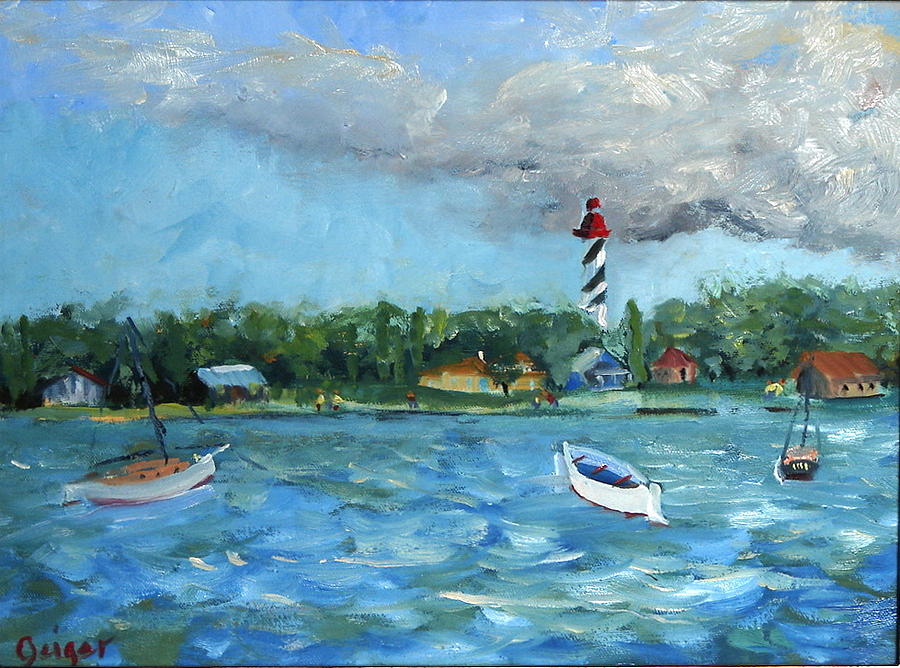 St Augustine Painting - Windy Wintry Anchorage by Pamela Geiger St Augustine Painting - Windy Wintry Anchorage by Pamela Geiger