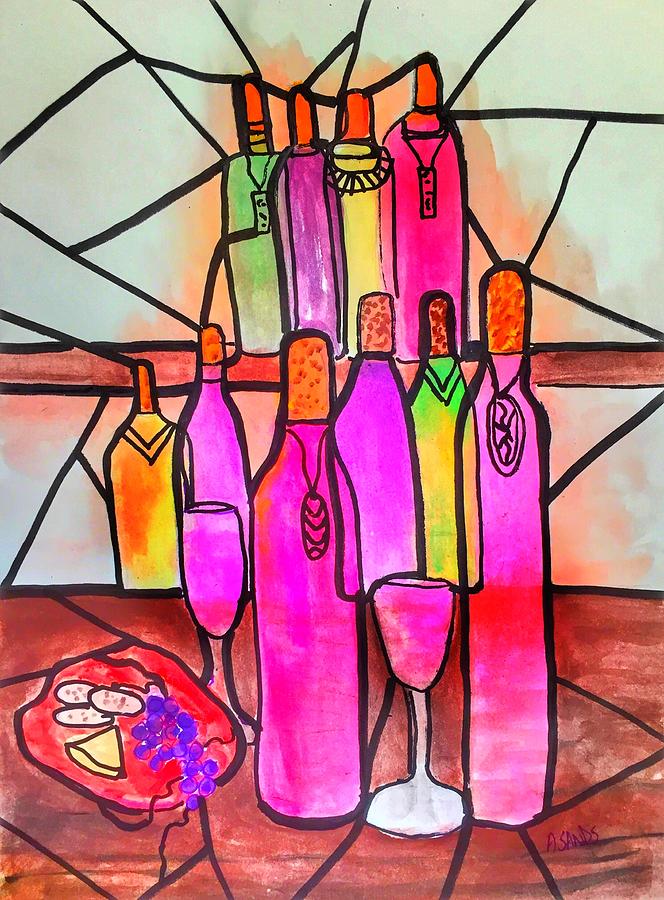 Wine Abstract Painting by Anne Sands
