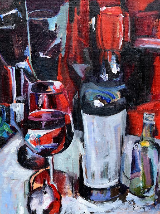 Wine Abstract Painting by Donna Tuten