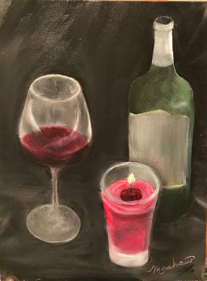 Wine and Candle Painting by Sheila Mashaw