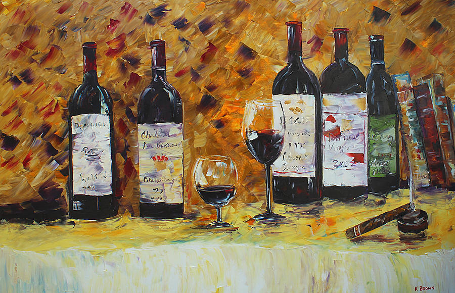 Wine and Cigar Painting by Kevin Brown