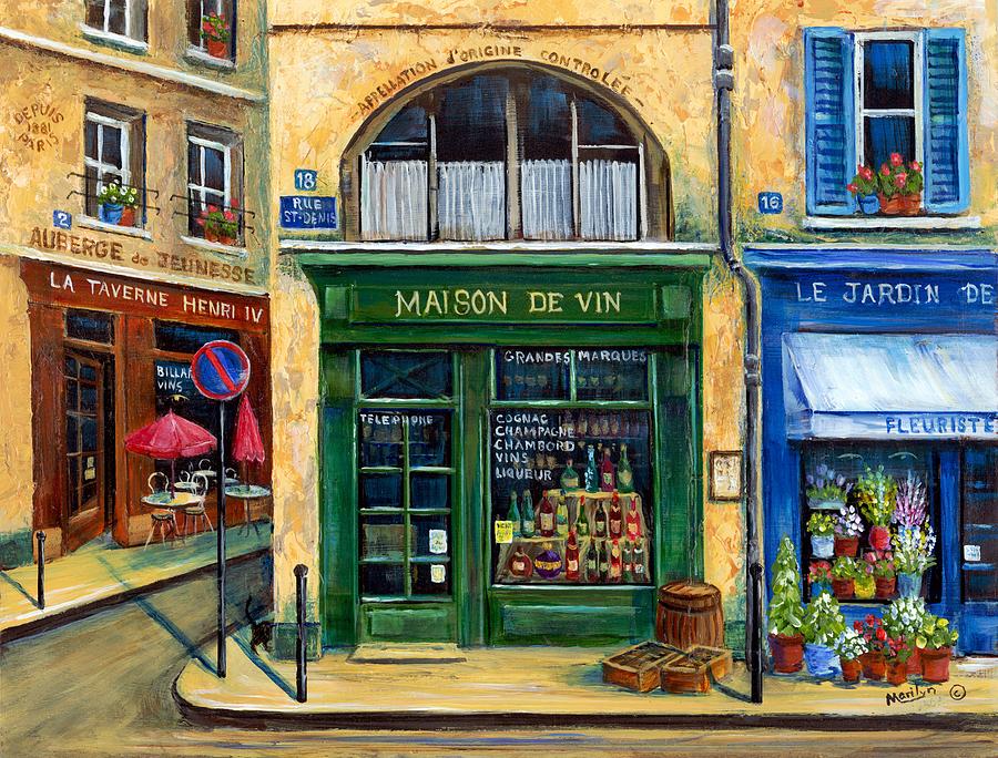 Paris Painting - Wine And Flowers by Marilyn Dunlap