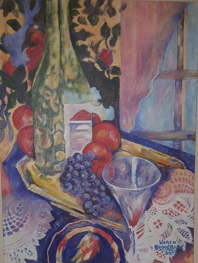 Wine and Fruit Painting by Karen Brockbank - Fine Art America